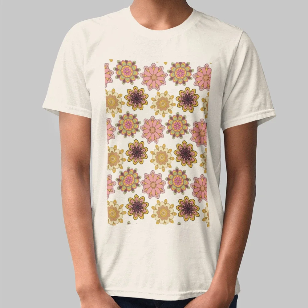 Retro Neutral Pink Vintage Flower Tee - Picture 5 of 5